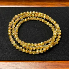 天然美品★【85A黄金タイチンルチル】★3重巻き ブレスレット 天然石 5.8-6.1mm 53cm ZB10419