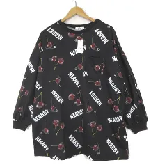 ウィゴー WEGO ナイトメア ロゴ プリント スウェット トレーナー プルオーバー ルーズシルエット 長袖 F 黒 ブラック マルチカラー タグ付 美品