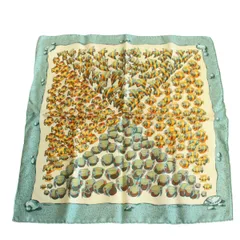 HERMES エルメス カレ 45  スカーフ ガヴロッシュ 熱帯魚 シルク100％ グリーン系【いおき質店】