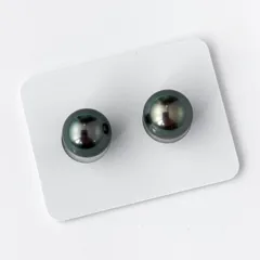 【穴なし】南洋黒蝶真珠 ルースペア 9.8/9.9mm ピーコックグリーン
