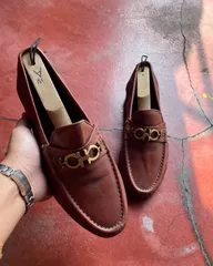 Salvatore Ferragamo フェラガモ ガンチーニ ローファー レザー ブラウン 7.5 EE イタリア製 ビットローファー