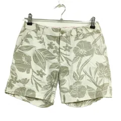 【美品】アシュワース ショートパンツ ベージュ×ライトグレー 花柄 レディース S ゴルフウェア ASHWORTH