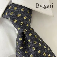 《美品》Bvlgari (ブルガリ) シルクネクタイ 総柄 渦巻 ブラック クリーム