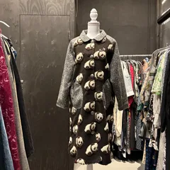 20　ゴースローキャラバン go slow caravan　パンダ　jacket　ジャケット　outer　アウター　もこもこ　ボア　パンダ　キャンプ　刺繡　ロング　LONG　丸襟