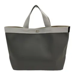 Herve Chapelier(エルベシャプリエ) トートバッグ コーテッドキャンバススクエアトートB5M ダークグレー×ライトグレー コットン