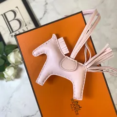鑑定済み【 美品 】エルメス 《 ロデオ 》 PM ローズダーリン ピンク アニューミロ チャーム W刻印 馬