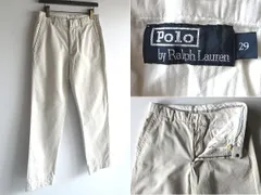 希少 00sビンテージ Polo by Ralph Lauren ラルフローレン プレーンフロント チノパン コットン チノツイル パンツ W29 ライトベージュ