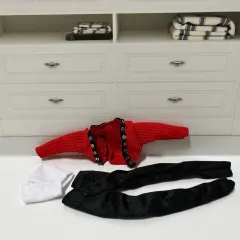 ぬいぐるみ 服 セット (レッド カーディガン + ブラック ズボン)