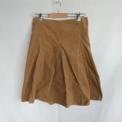 M1-02792【Women】ZARA(ザラ)　スエードフレアスカート(M)/キャメル　K-春秋