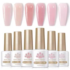 【送料無料】BORN PRETTY ジェルネイル カラージェル ジェルネイルピンク ジェルネイル セット ヌード ピンク 6色セット 透き通る透明感 カラージェル UV・LED対応 サロンネイル セルフネイルアート