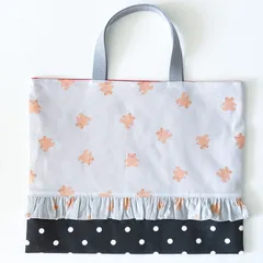 くまグレーフリル　女の子　レッスンバッグ　入園入学セットグッズ