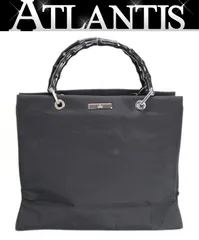 GUCCI グッチ バンブー ハンドバッグ トートバッグ ナイロン 黒 CS金具(クロームシルバー) 002・1010 【74109】