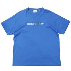 極美品】BURBERRY ロゴパフプリント コットンTシャツ ブルー M相当