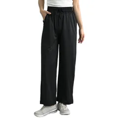 [MORE AUNI] ラッシュガード ワイドパンツ レディース UVカット 体型カバー 水陸両用 ジム通い 散歩 買い物にも最適 軽やか素材で蒸れにくい 涼感ボトム J20035 (ブラック M) [ブラック / J20035] [M]