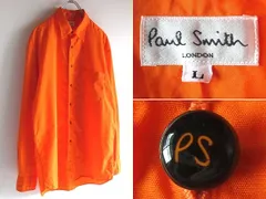 希少 90sビンテージ Paul Smith LONDON ポールスミス ロンドン PSロゴ釦 コットン レギュラーカラー シャツ L オレンジ VINTAGE アーカイブ