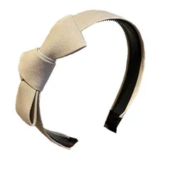 カチューシャ ヘアアクセサリー 髪留め ヘアバンド おしゃれ 大人 レディース 幅広 リボン付き シンプル 大きめ 痛くない 無地 (アイボリー, フリーサイズ) [アイボリー] [フリーサイズ]