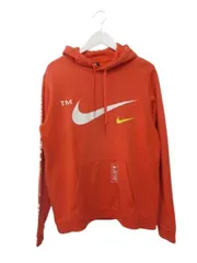 ナイキ NIKE パーカー M カットソー フーディ 裏起毛 プリント オレンジ トップス