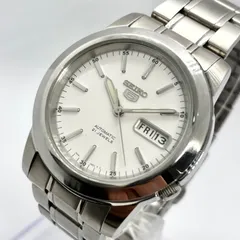 【稼働】SEIKO 5 セイコー ファイブ  腕時計 自動巻き スケルトン 21宝石 デイデイト ホワイト文字盤 メンズ