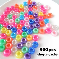 71【ビーズ】約300個入 大穴ビーズ クリア ラメ プラスチック ポニー
