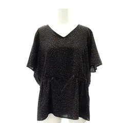 アンクレイヴ uncrave ウエストコードドットプルオーバーブラウス 半袖 フレンチスリーブ ドロスト 0 黒 茶色 ブラック ブラウン /ES ■OS