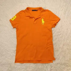 RALPH LAUREN ラルフローレン 半袖 ポロシャツ サイズL ビッグポニー オレンジ レディース ブランド 中古 刺繍