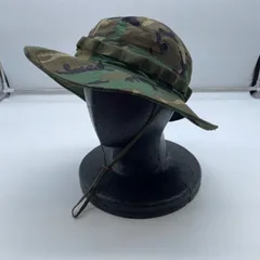 【Y-599】米軍実物 ブーニーハット ウッドランドカモ メンズ サイズ7 3/8 ミリタリー サファリハット アウトドア キャンプ あご紐付き USA古着 ホットウェザー 軍物 人気 定番カモフラ柄