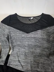 H&M シースルー グレー 長袖 Tシャツ