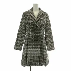 スナイデル SNIDEL ジャケットミニワンピ フレアワンピース アウター ダブル ツイード チェック柄 ウール混 0 黒 ブラック 白 ホワイト AWPO225032 タグ付き /BB