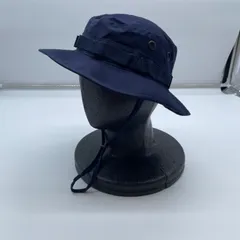 【Y-602】ミリタリー サファリハット ネイビー ブーニーハット メンズ 帽子 サイズ7 1/4 軍物風 アウトドア サンハット あご紐付き フィッシング キャンプ 無地 シンプル 古着 人気モデル