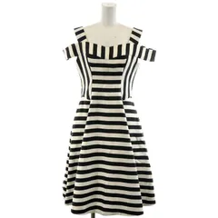 チェスティ Chesty ワンピース ひざ丈 オフショルダー ボーダー柄 コットン 0 XS 黒 ブラック 白 ホワイト 0S544 /DK ▲H ■PN