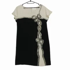 GRACE CLASS グレースクラス ビジュー シルク ワンピース ノースリーブ ドレス 36/S ベージュ ブラック レディース 【中古】