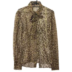 D&G Dolce & Gabbana ドルチェアンドガッバーナ ドルガバ ヒョウ柄 ボウタイ シアー ブラウス 総柄 ラメ 40 レディース 【中古】のサムネイル