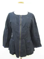 シンプリシテェ Simplicite ジャケット ノーカラー 長袖 麻 リネン 38 紺 ネイビー