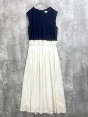 LagunaMoon ラグナムーン 異素材 パンツ ドレス オールインワン sizeM/紺×オフホワイト ■◇ レディース