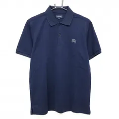 【超美品】バーバリーゴルフ 半袖ポロシャツ ネイビー 襟裏ロゴ メンズ 3(L) ゴルフウェア BURBERRY GOLF