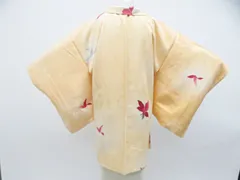 【一輝堂】羽織 葉文様 羽織紐付  正絹 着物 身丈約83.5cm 裄丈約64.5cm 26z03-1438