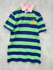 POLO RALPH LAUREN ポロ ラルフローレン 刺繍 ボーダー ポロシャツ sizeS/緑×紺×ピンク ■◆メンズ