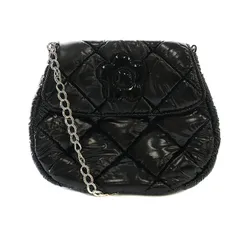 マリークワント MARY QUANT パテントショルダーバッグ マグネット開閉 キルティング ナイロン 黒 ブラック /SB ■OS