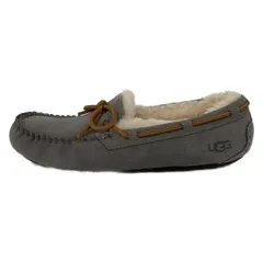 UGG(アグ) シューズ 25 レディース ダコタ 1107949 グレー×ブラウン リボン レザー、ムートン