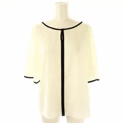 ナチュラルビューティーベーシック NATURAL BEAUTY BASIC バイカラーパイピングブラウス 五分袖 シアー M オフホワイト ブラック /DO ■OS