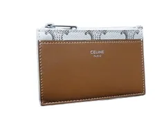 CELINE セリーヌ カードケース トリオンフ フラグメントケース 10F992 ホワイト系 ブラウン PVC レザー ユニセックス 美品