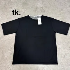 【極美品】tk. TAKEO KIKUCHI タケオキクチ　フェイククルー　半袖　プルオーバー　Tシャツ　ブラック　XL