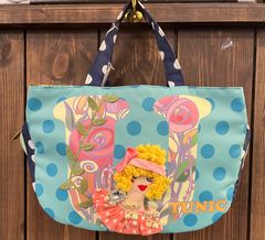 ロラライハリス♡YUWA水彩画アート生地♡刺繍の丸型絞りバッグ