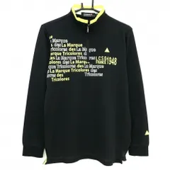 【超美品】ルコックゴルフ 長袖ハイネックシャツ 黒×イエロー 胸元英字 ハーフジップ  メンズ M ゴルフウェア le coq sportifのサムネイル