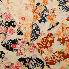 雲海に花 スケアエンボス加工生地  和柄 和雑貨 巾着 バッグ 浴衣 甚平 ポーチ 人気 ハンドメイド 裁縫 手作り インテリア 花柄 おしゃれ 50cm単位