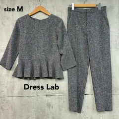 Dress Lab ドレスラボ グレー セットアップ パンツスーツ ペプラム トップス テーパードパンツ 2点セット DF00094 サイズM 上下セット フォーマル セレモニー ビジネス オフィス 入学式 卒業式 七五三 お宮参り 結婚式 二次会 ★ ■■