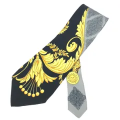 Gianni Versace ジャンニヴェルサーチ ネクタイ     シルク100％ ブラック/ゴールドカラー/グレー メンズ / 240001196948