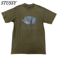 STUSSY ステューシー 90s ロゴプリント S/S Tシャツ M OD/オリーブドラブ