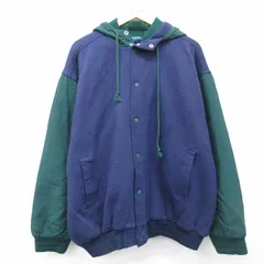 XL/古着 長袖 ジャケット パーカー メンズ ツートンカラー 紺他 内側キルティング 26mar06