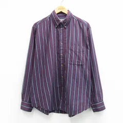 XL/古着 長袖 シャツ メンズ 00年代 00s 大きいサイズ ボタンダウン エンジ他 ストライプ 26mar06